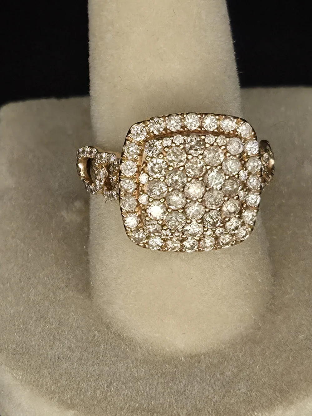 Gold Pavé Diamond Square Cluster Ring - Women Jewelry